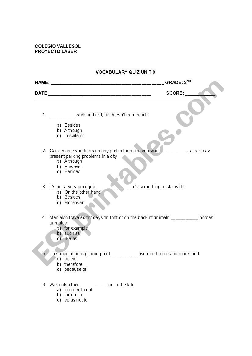 Grammar Quiz worksheet