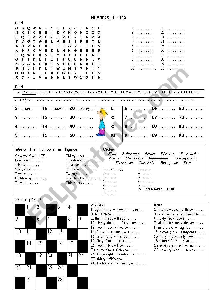 Numbers 1-100 worksheet