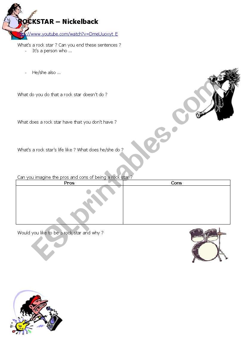 Rockstar by Nickelback worksheet