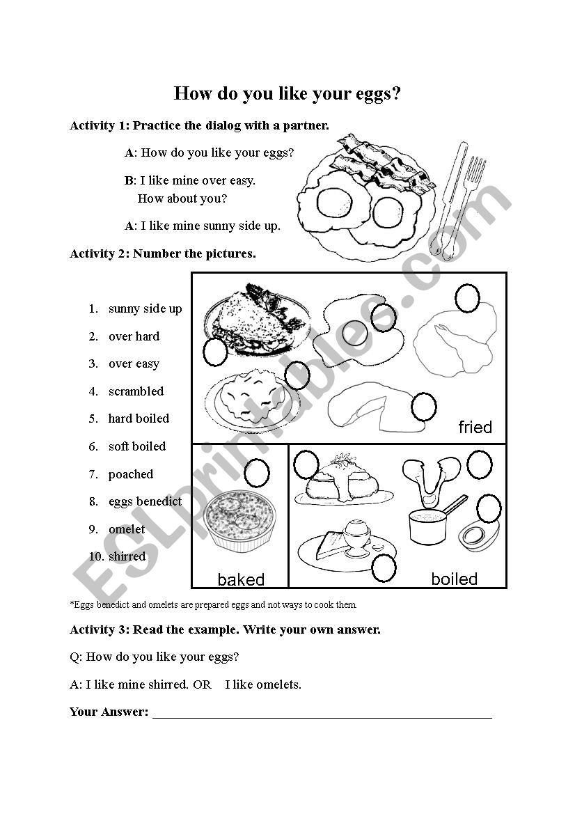 How Do You Like Your Eggs worksheet