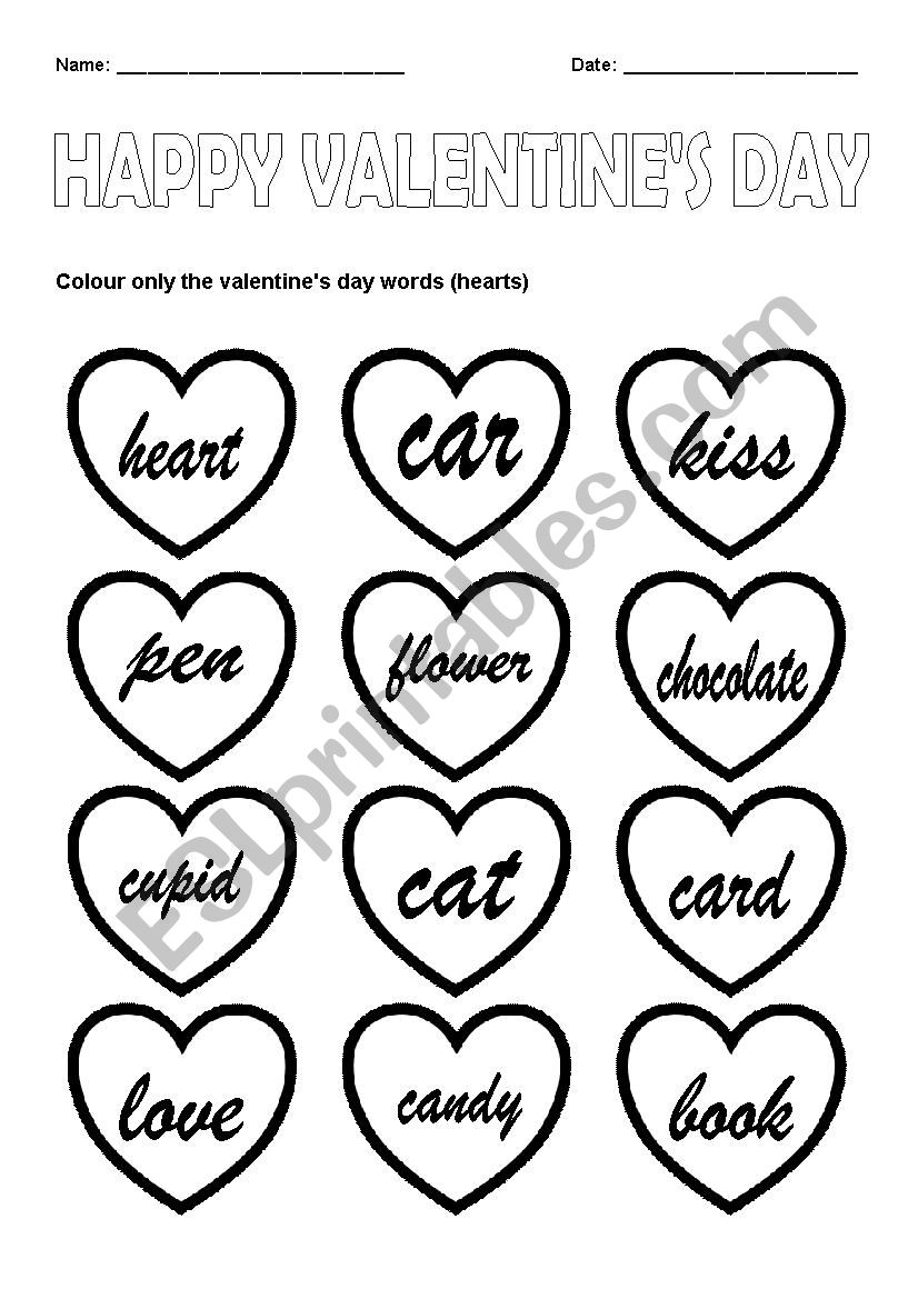 Valentines Day worksheet