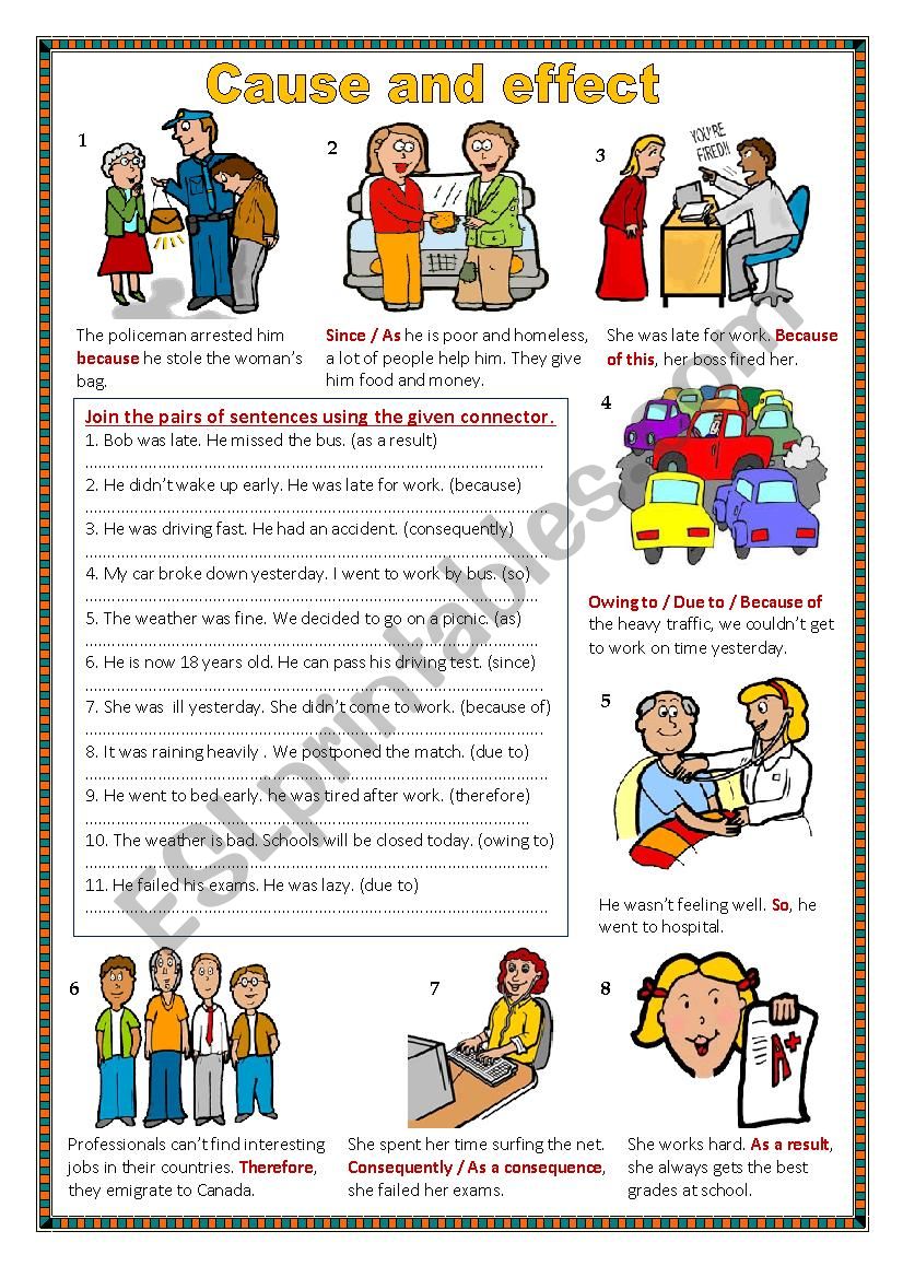 Cause and effect. worksheet