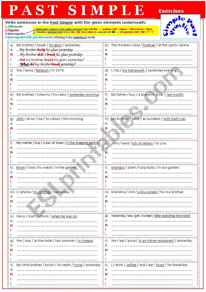 Grammar PAST SIMPLE  Extra Exercises 