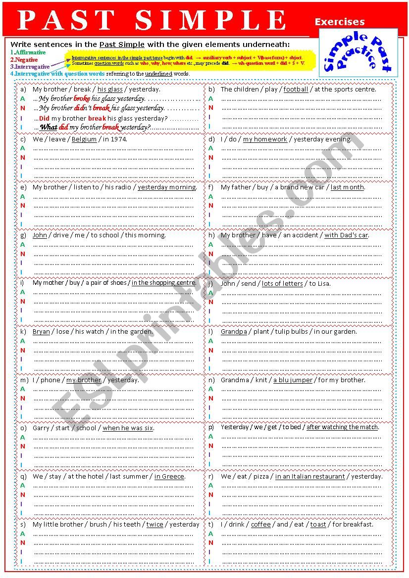 Grammar PAST SIMPLE  Extra Exercises 