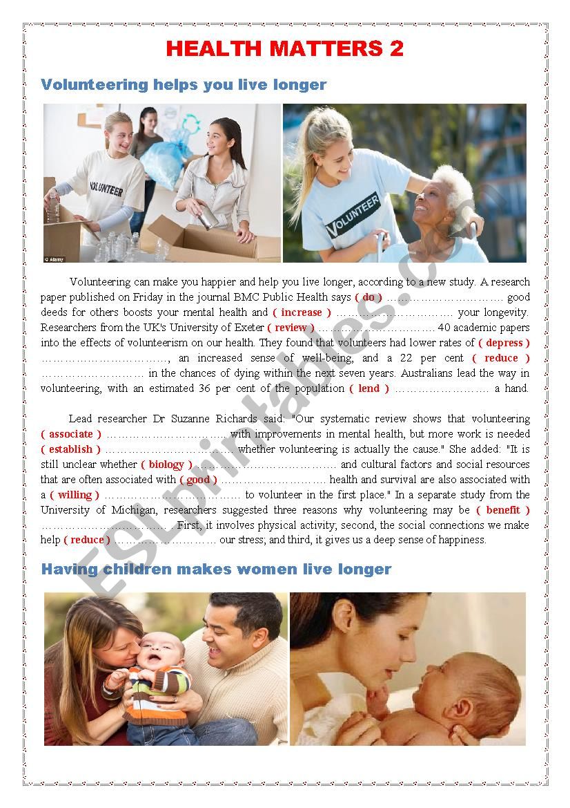 HEALTH MATTERS 2 worksheet