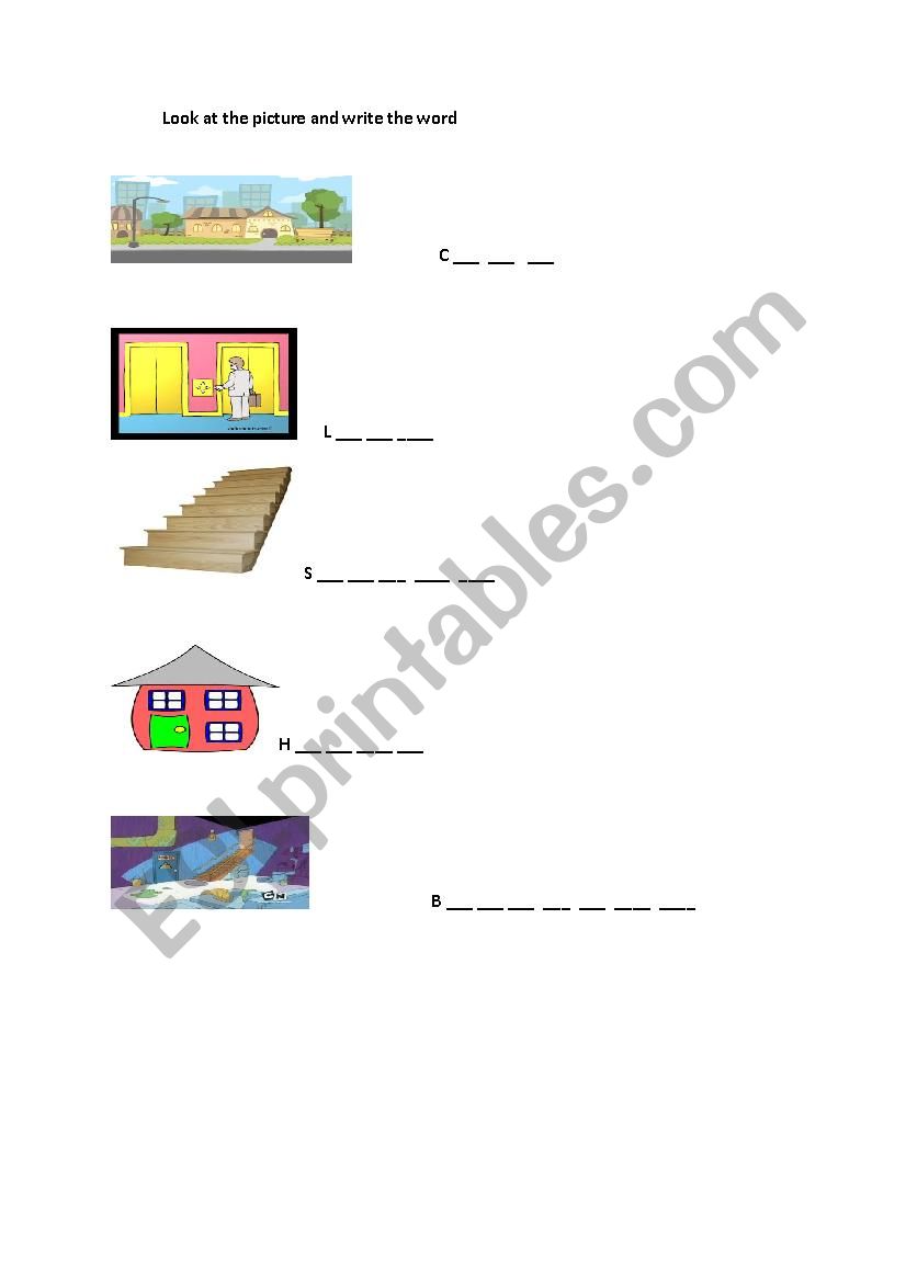 parts of house worksheet