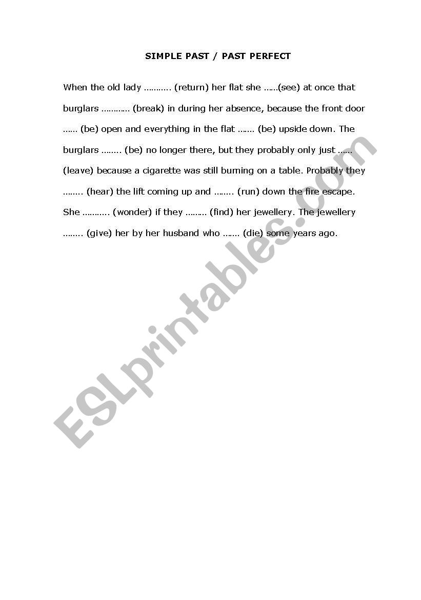 SIMPLE PAST / PAST PERFECT worksheet