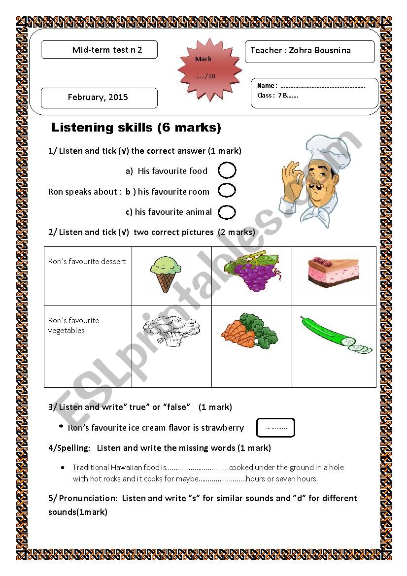 Mid-term test n2 worksheet