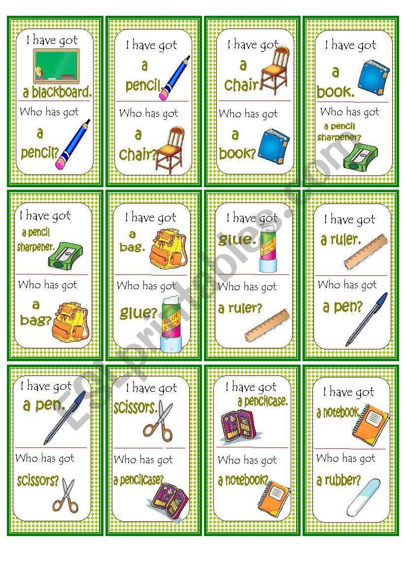 School Objects Loop Game worksheet