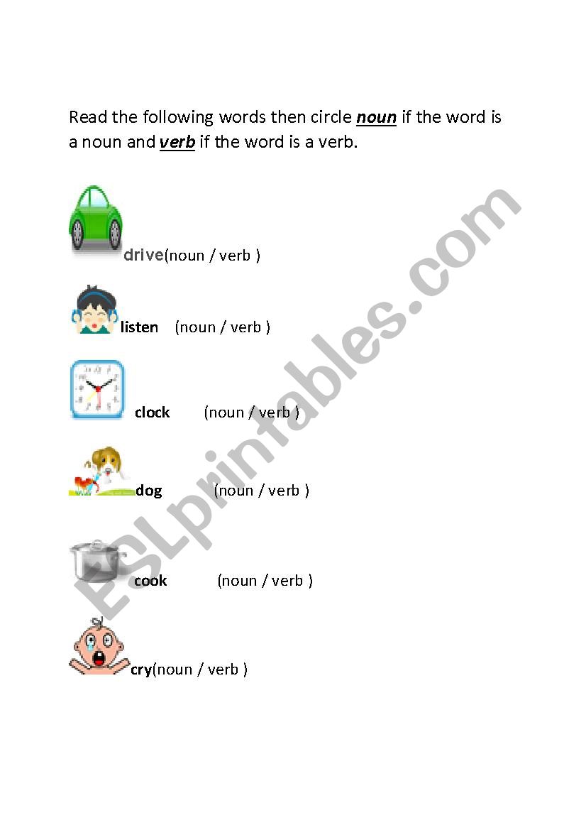 grammar noun / verbs worksheet