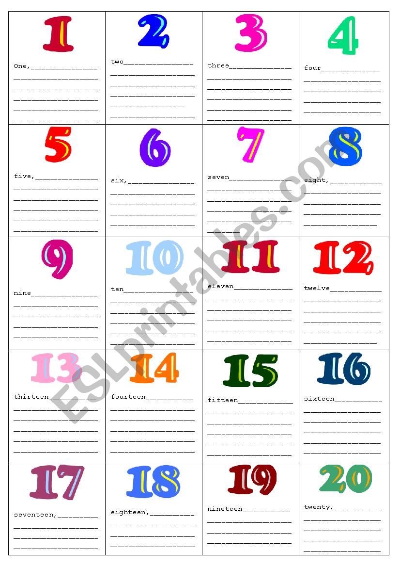 numbers worksheet