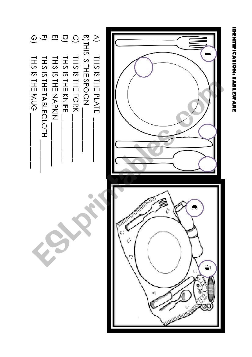 Tableware worksheet