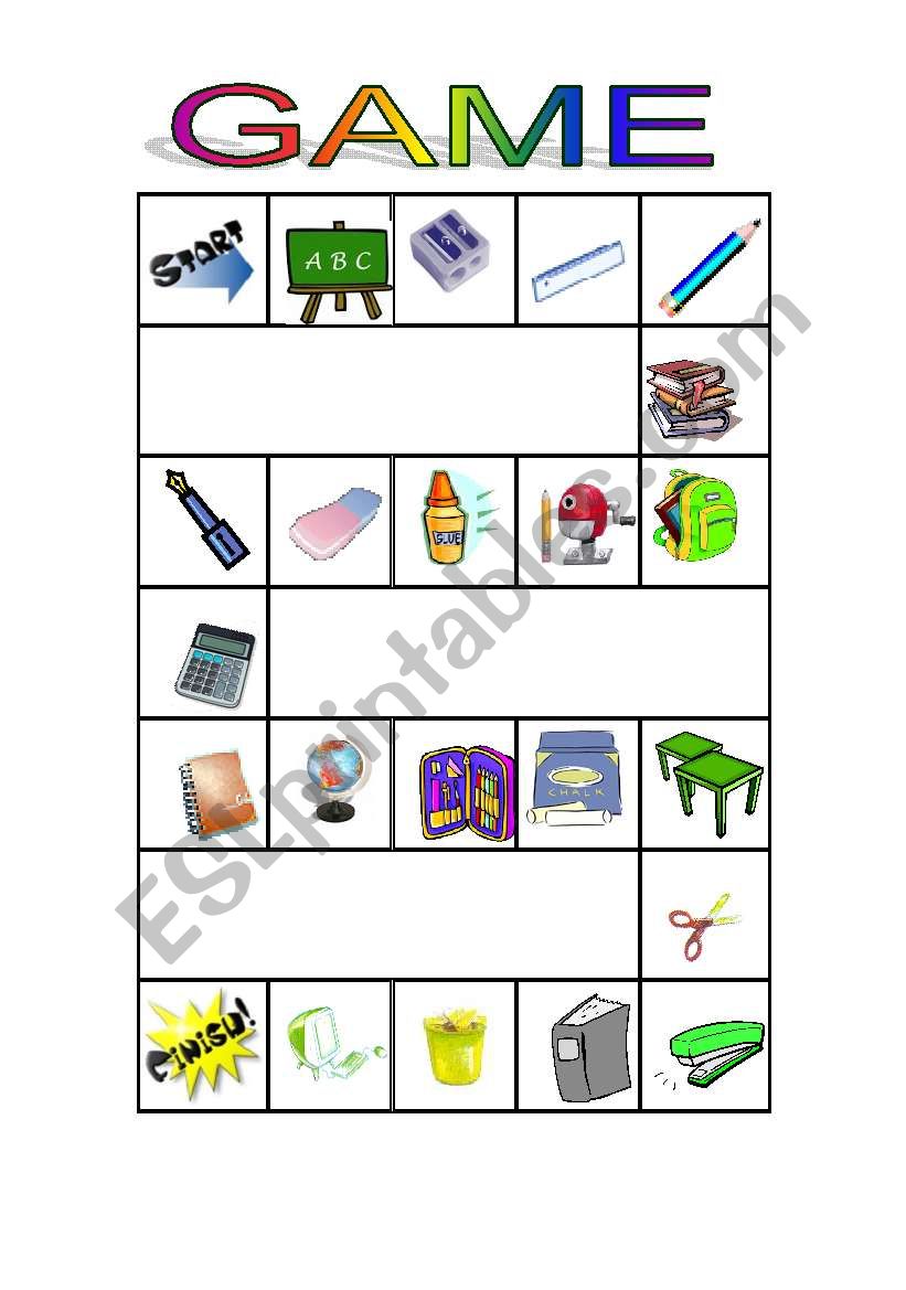 School board game worksheet