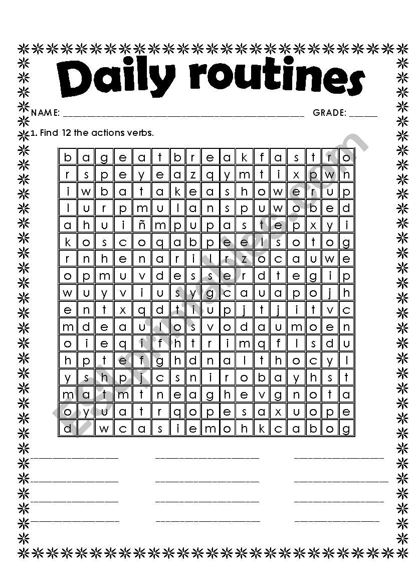 Daily routines worksheet