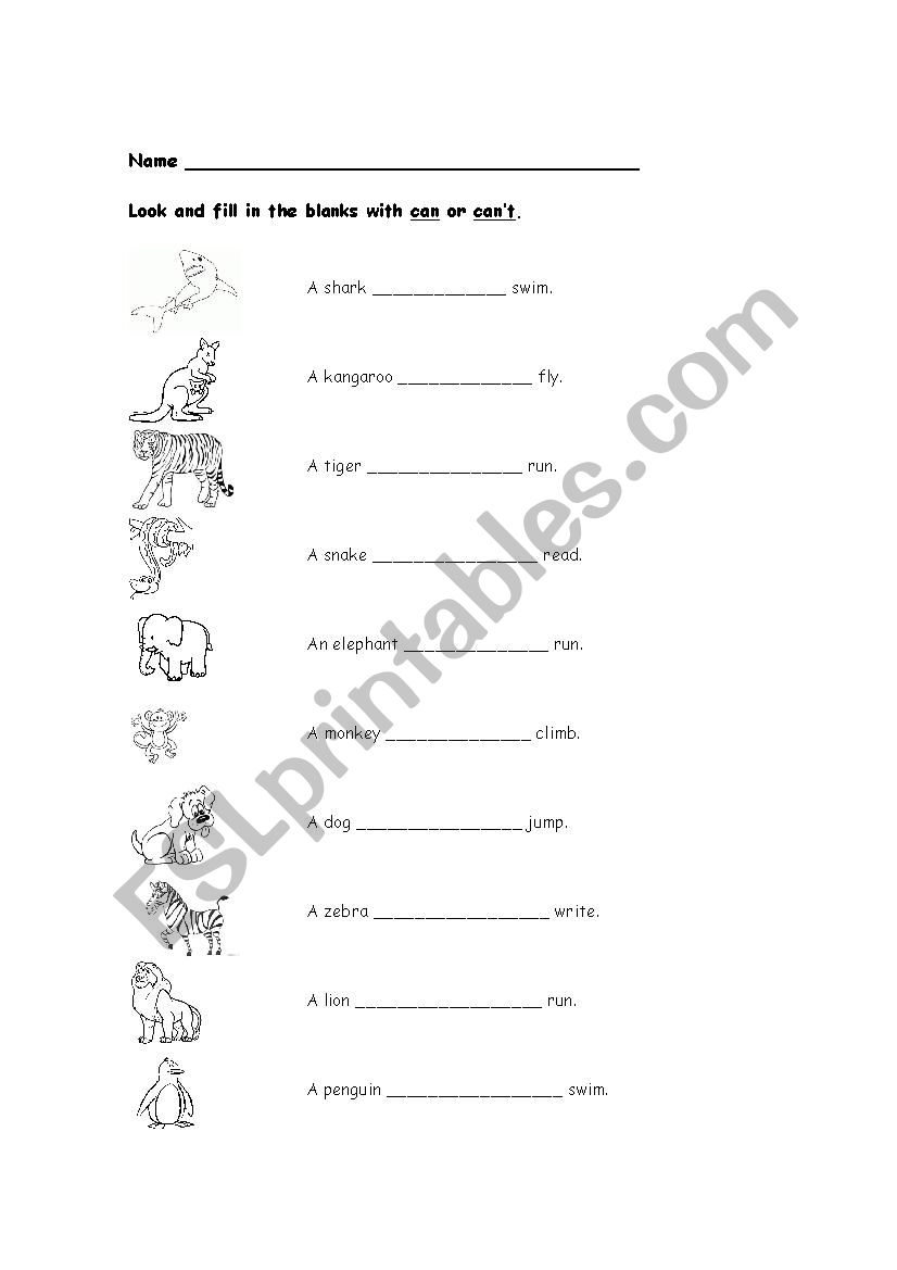 Can o Cant worksheet