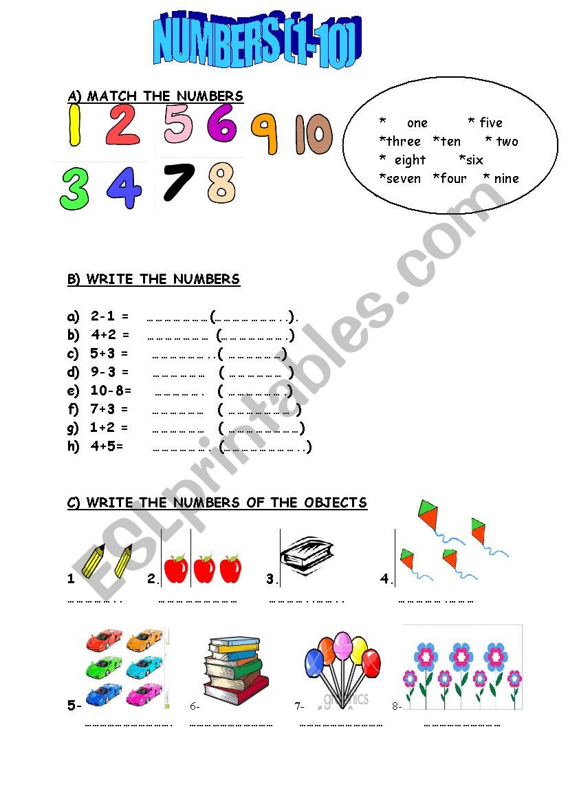  Numbers worksheet