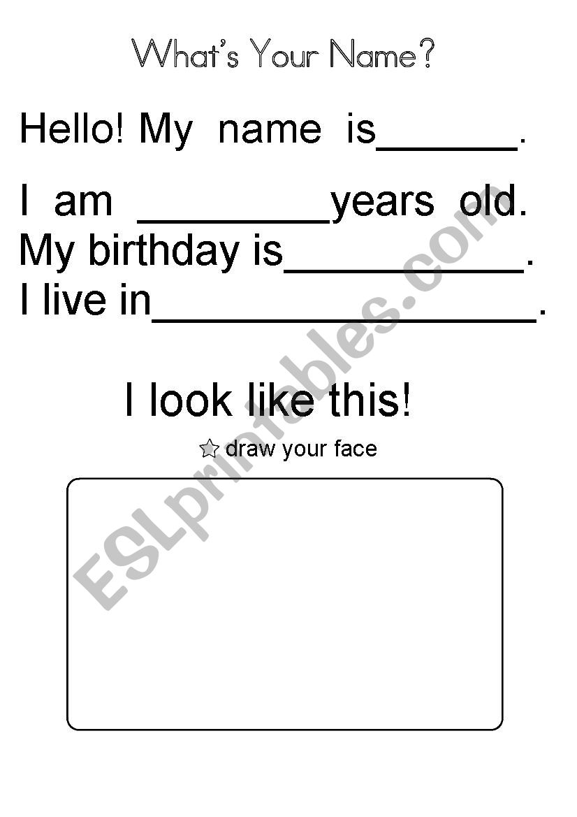 Whats your name worksheet