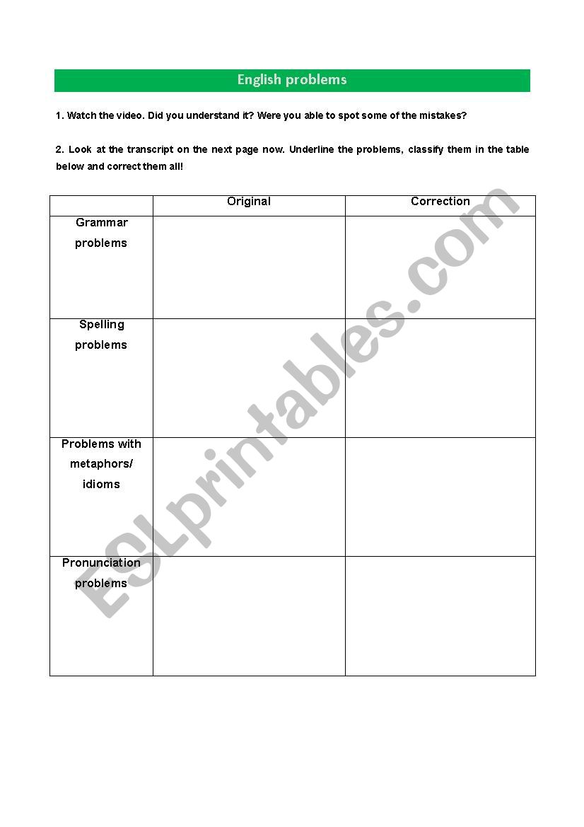 English problems (video activity)