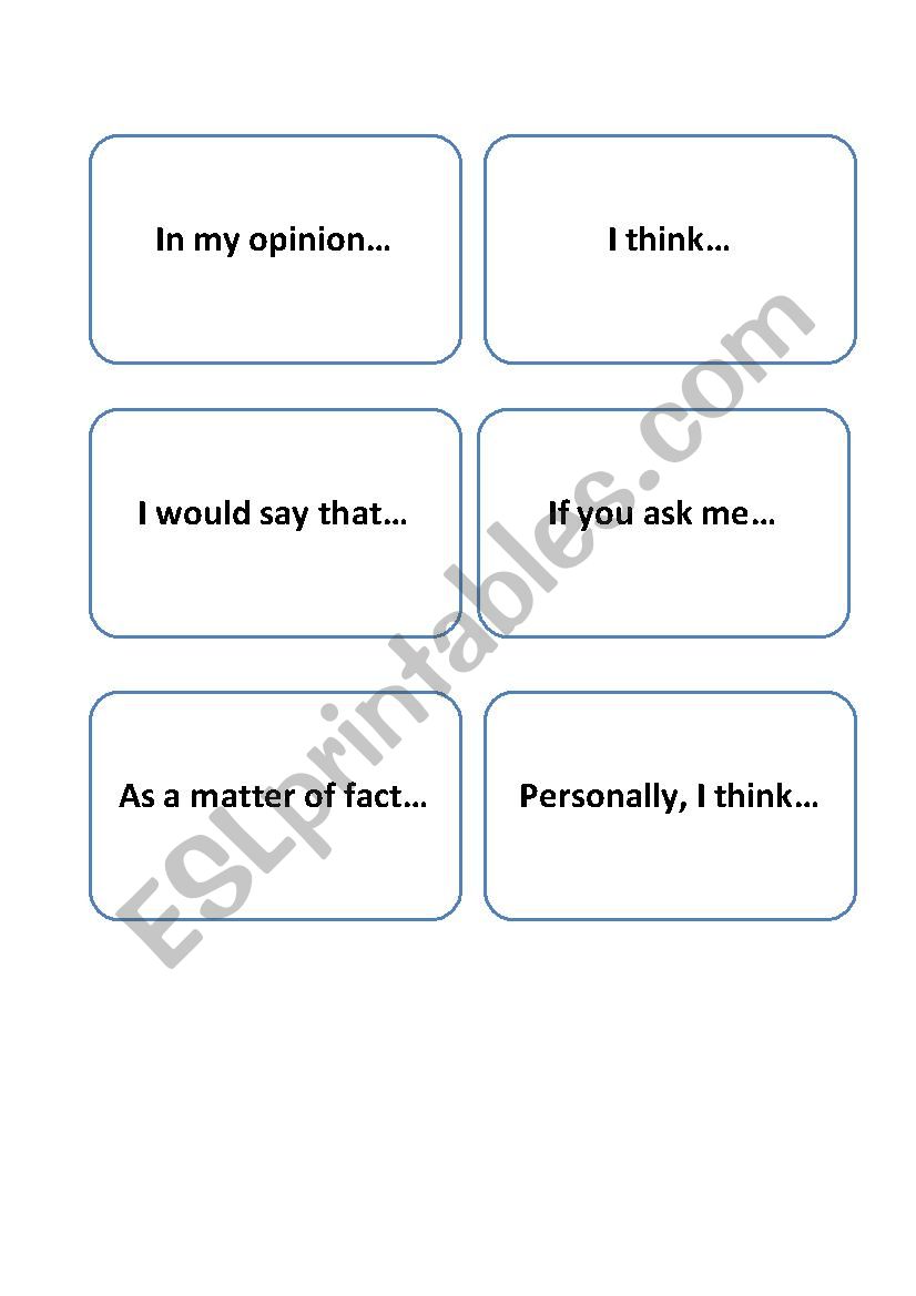 Discussion cards worksheet