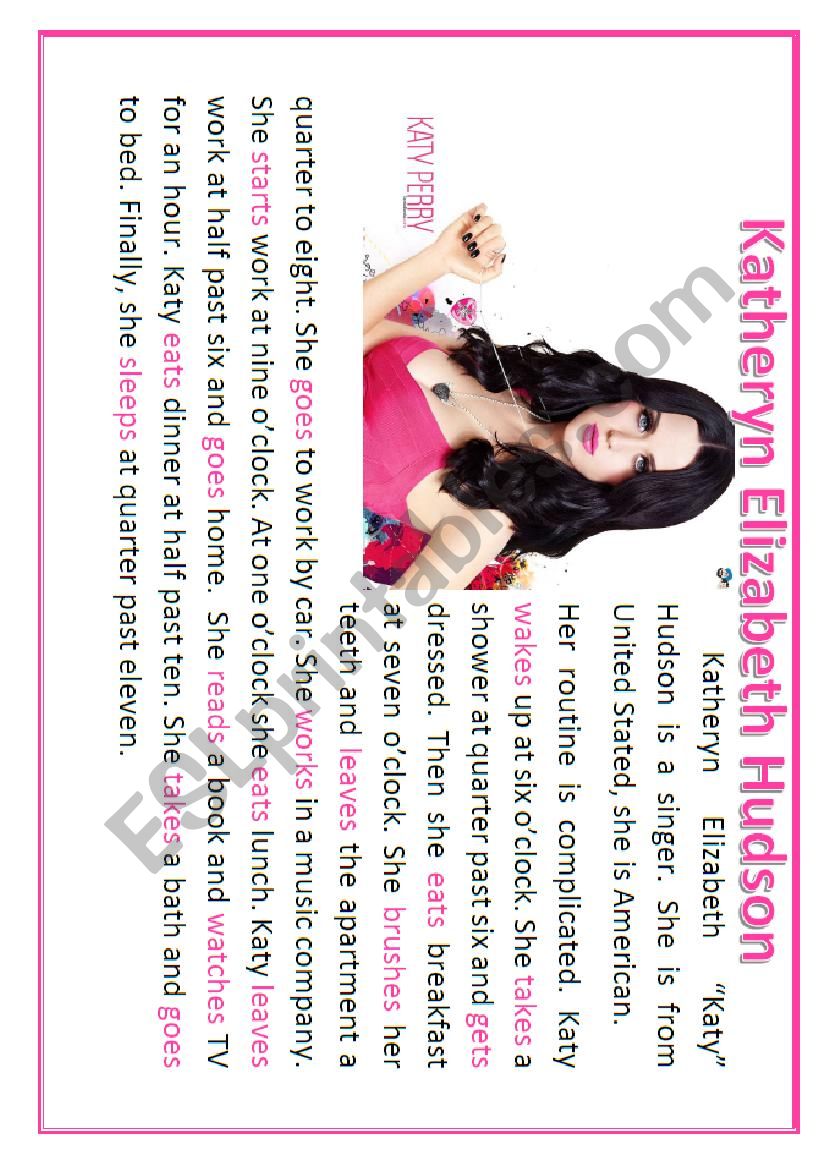 Katys Routine worksheet