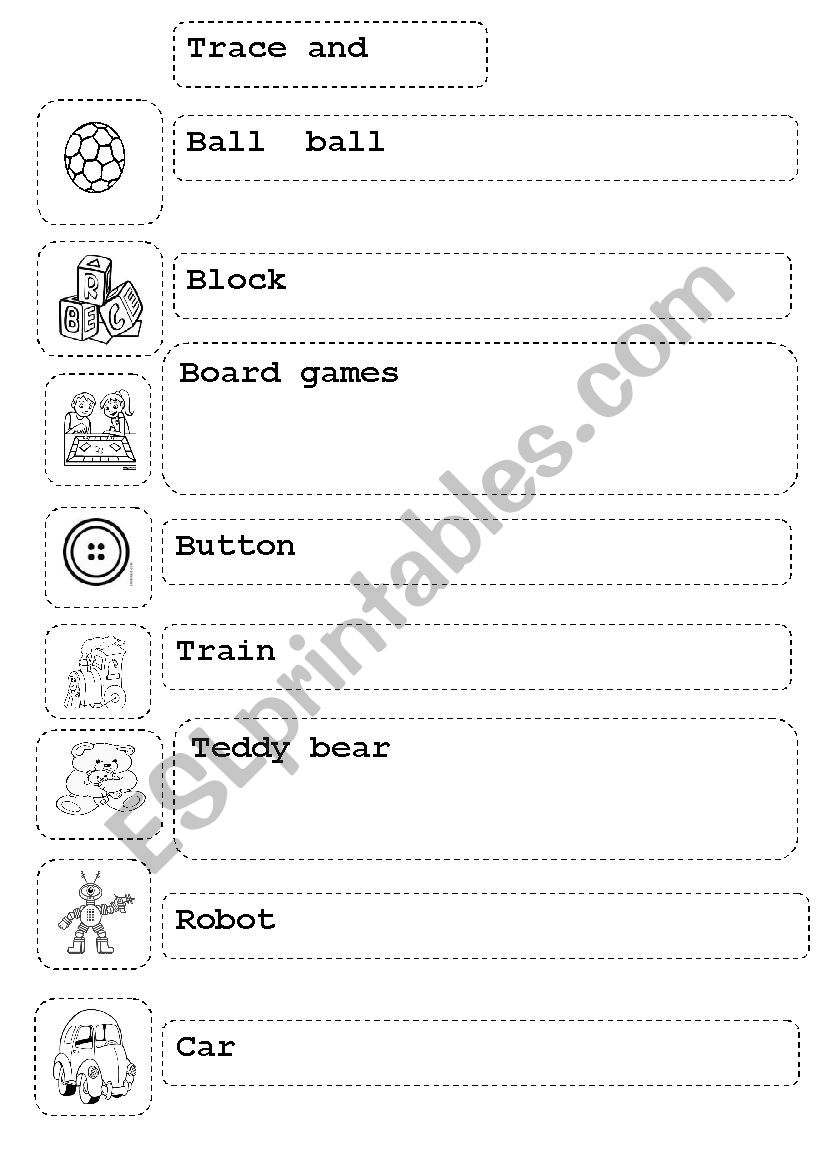 toys- tracing and writing activity