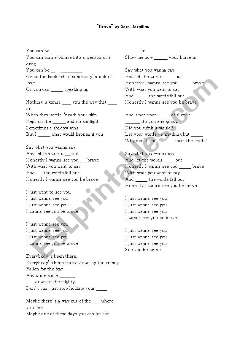 Listen and fill the gaps worksheet