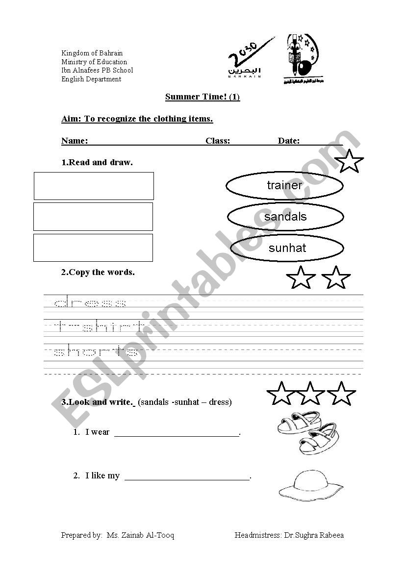 clothes  worksheet