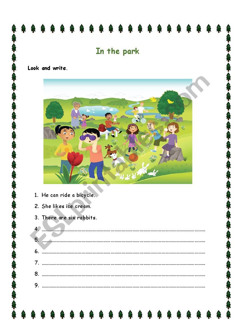 In the park worksheet