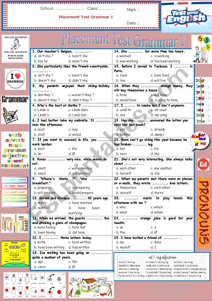 Gr Ex - Placement Test Grammar 1