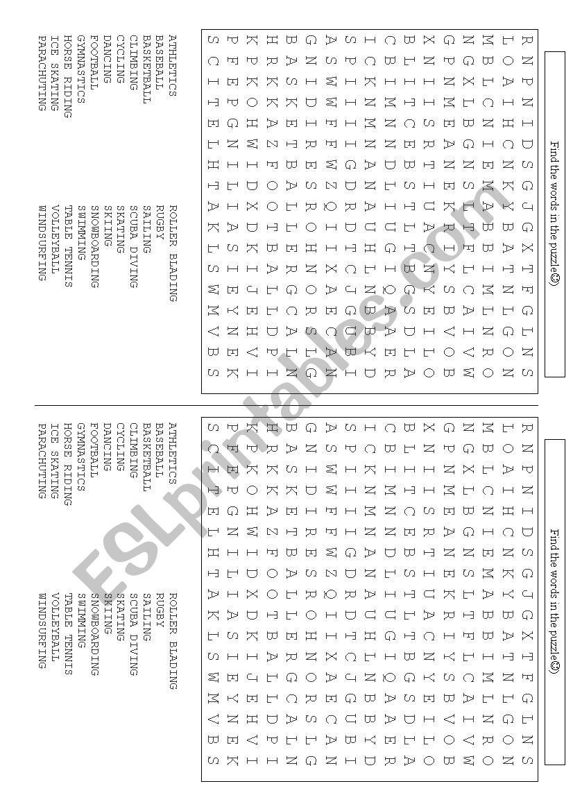 Sports and Activities worksheet