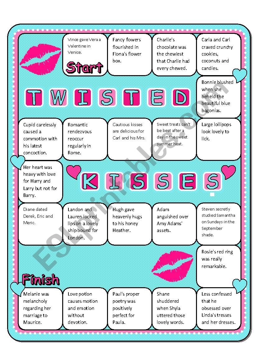 Twisted Kisses Tongue Twister Game with Memory Cards