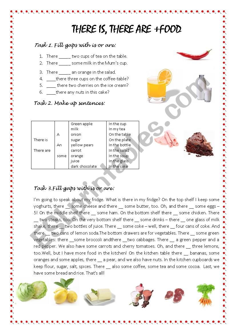 there is there are + food worksheet