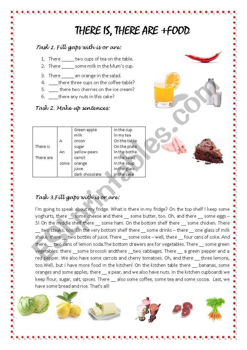 there is there are + food worksheet