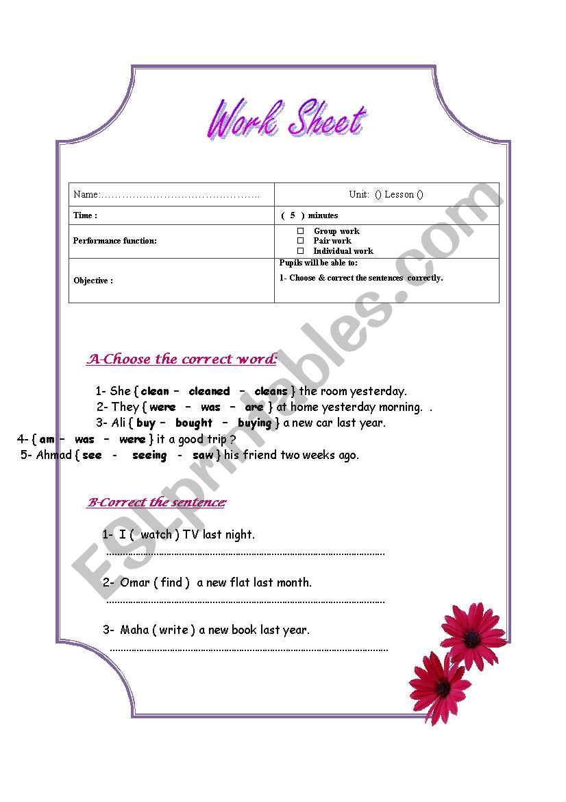 past simple worksheet