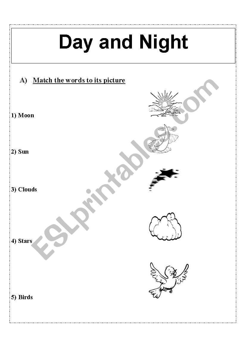 Day and Night - ESL worksheet by adahab Within Day And Night Worksheet