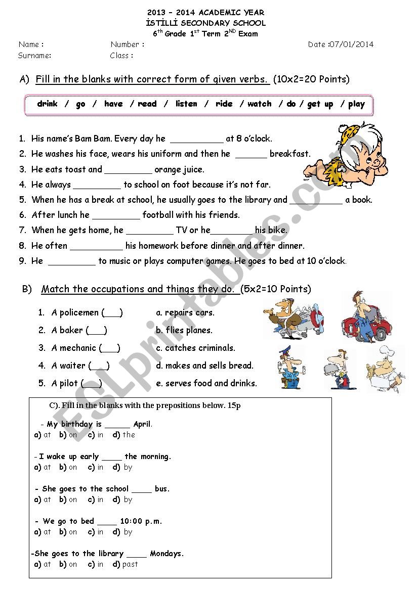 Jobs worksheet