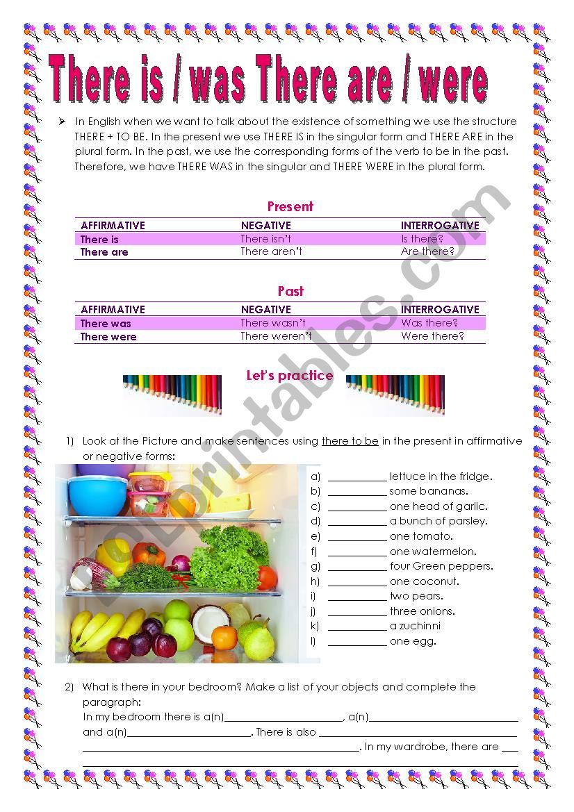 There is/was There are/were worksheet