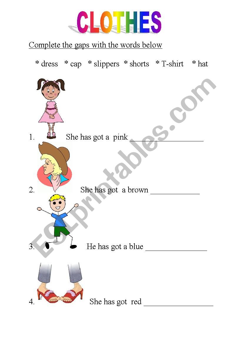 clothes worksheet