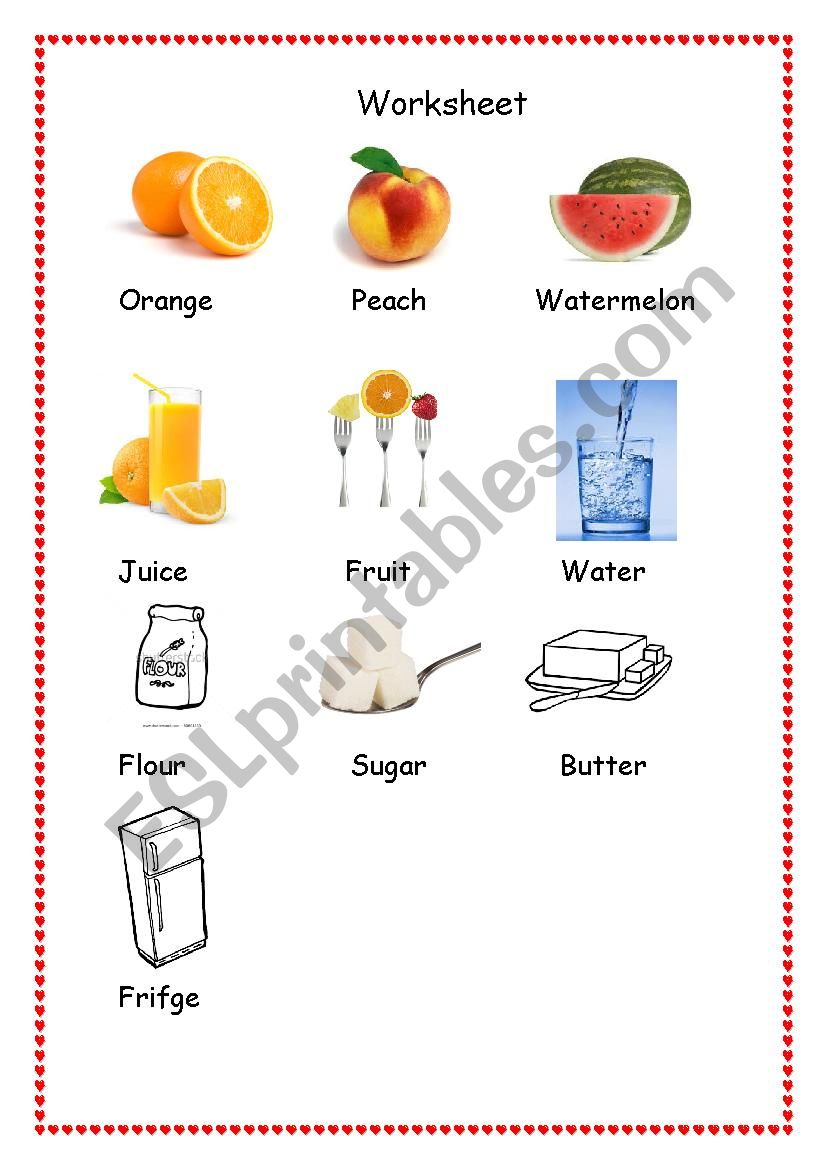 Food and wordsearching worksheet