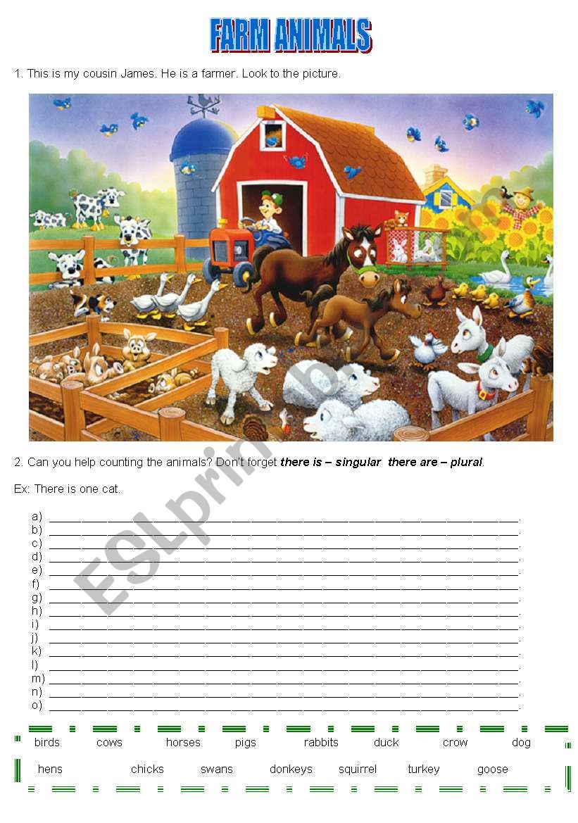 farm animals worksheet