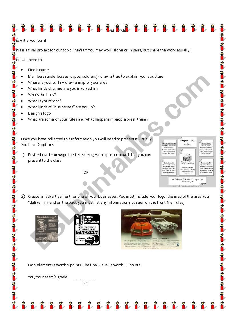 Make a Mafia worksheet