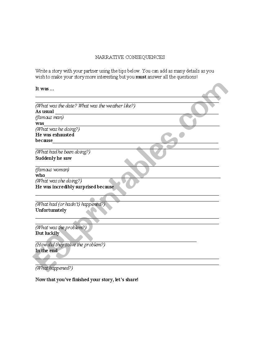 Narrative consequences worksheet