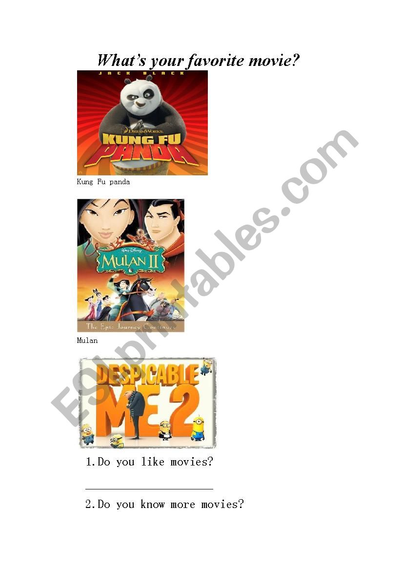 whatÂ´s your favorite movie worksheet