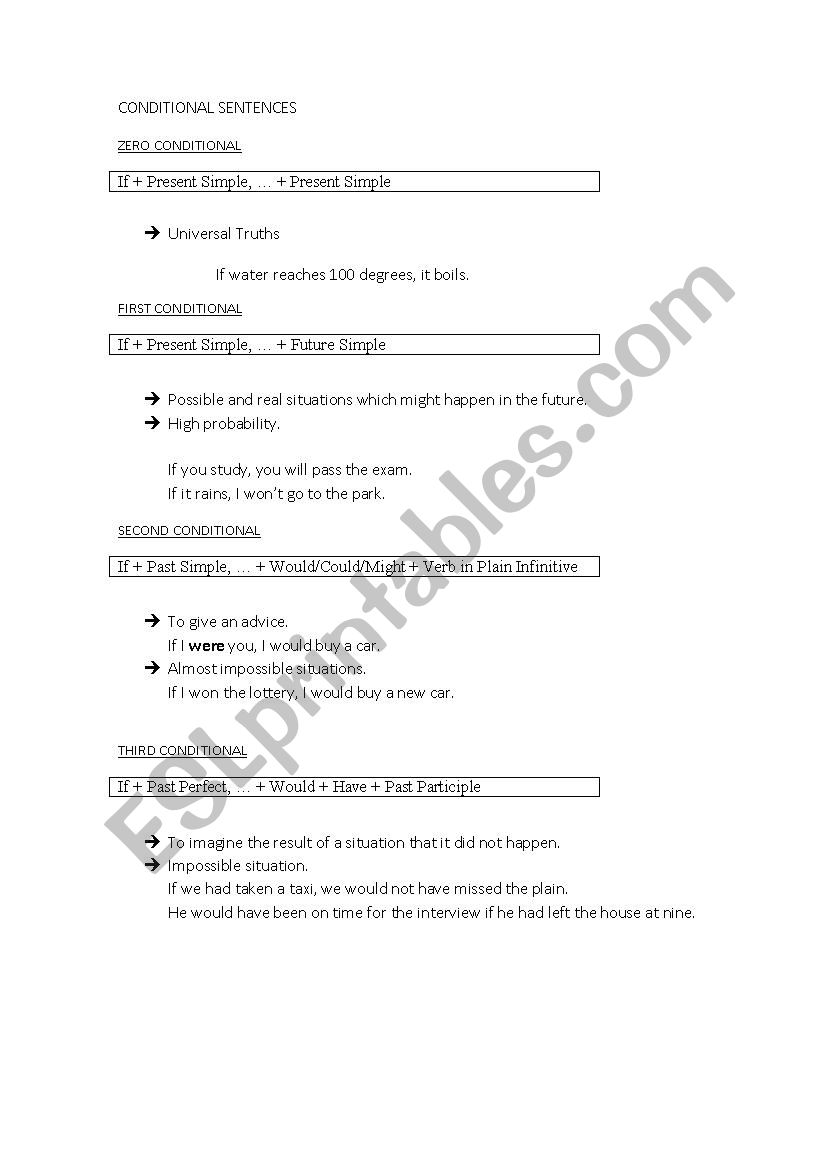 CONDITIONAL GRAMMAR  worksheet