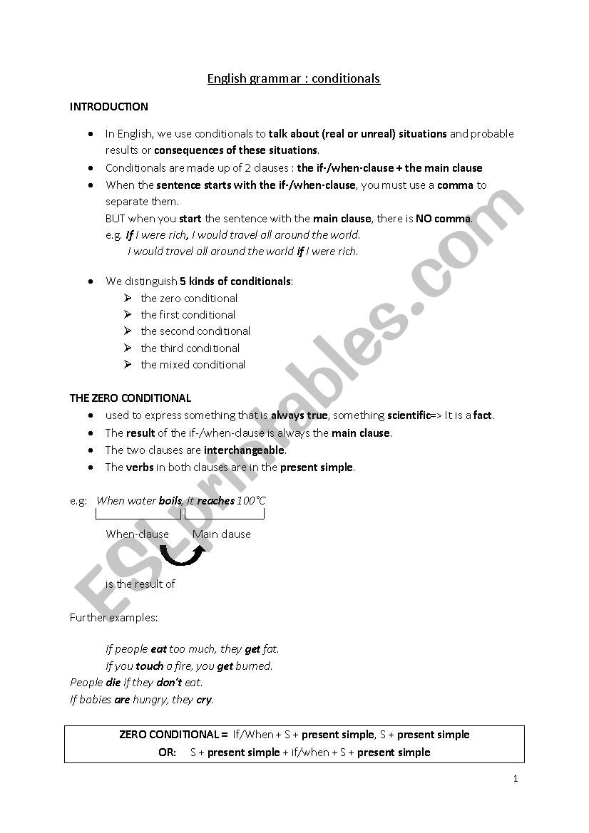 Conditionals  worksheet