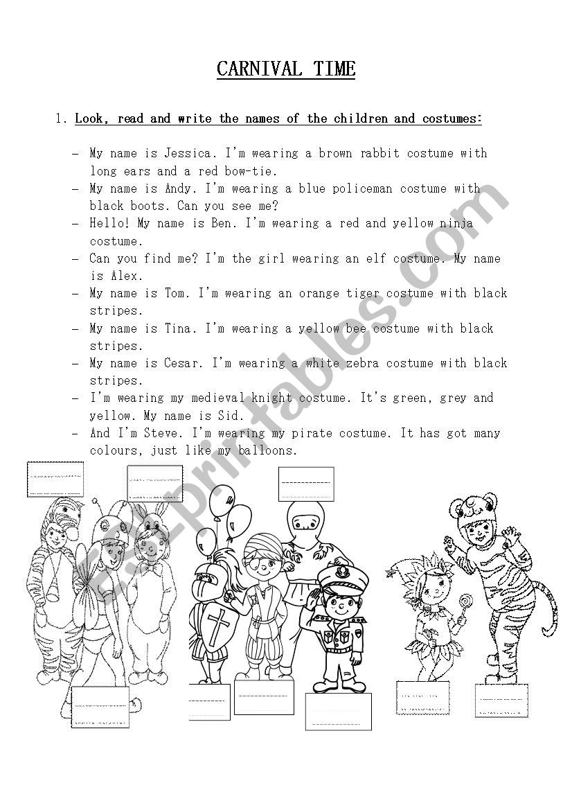 Carnival time worksheet