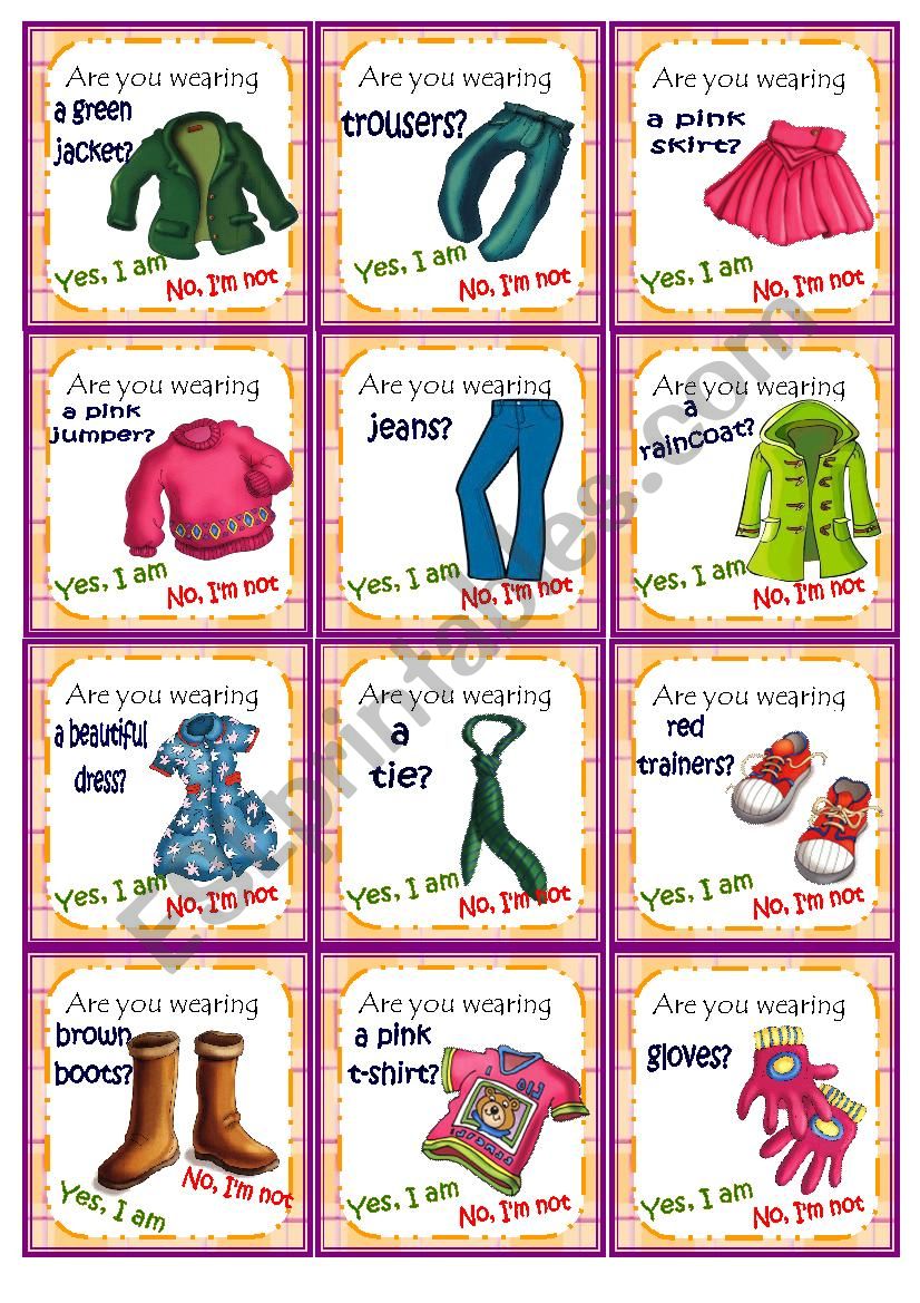 Clothes Go fish worksheet