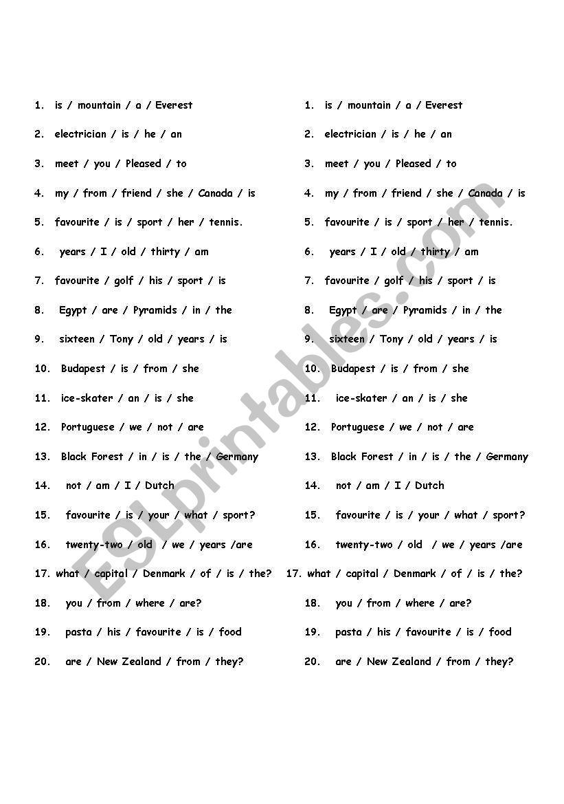 Write the sentences correctly worksheet