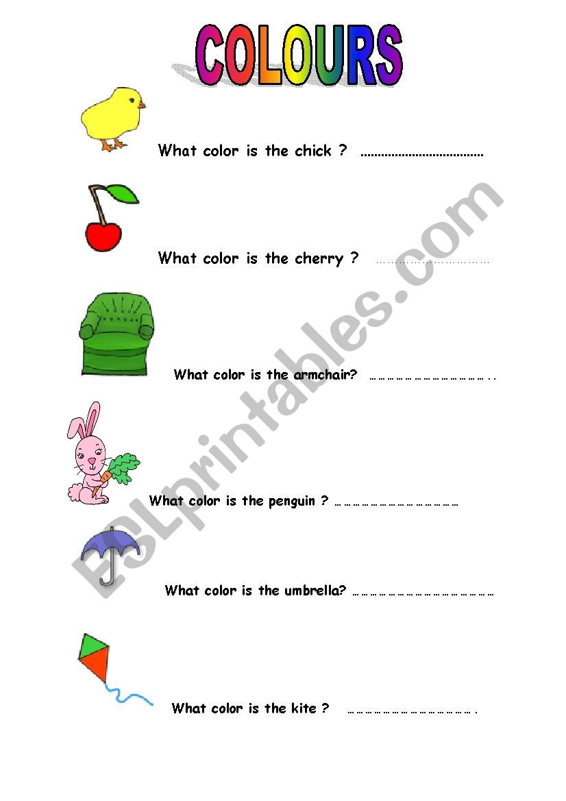 Colours worksheet