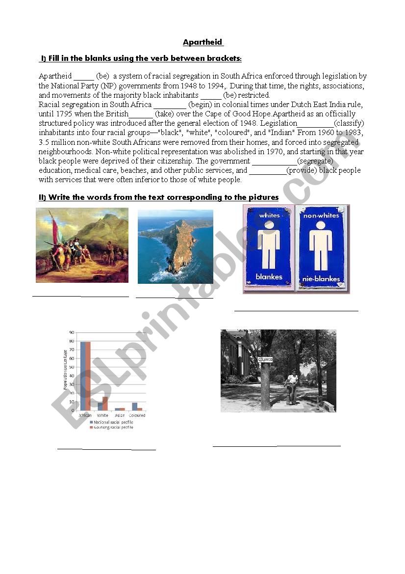 Apartheid worksheet